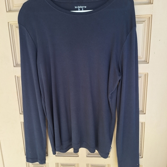 Liz Claiborne Tee Plus SzXL Long Sleeve Dk Blue Knit Great for Layering - Picture 2 of 9